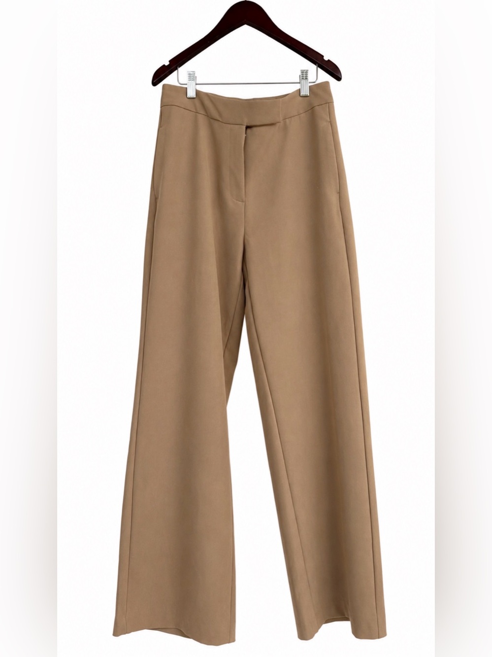 Tailored Wide-Leg Pants in Camel size 6